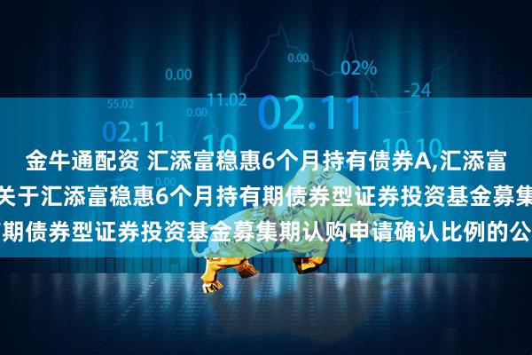 金牛通配资 汇添富稳惠6个月持有债券A,汇添富稳惠6个月持有债券C: 关于汇添富稳惠6个月持有期债券型证券投资基金募集期认购申请确认比例的公告
